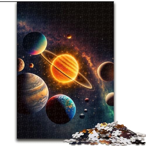 Sonnensystem-Neon-Puzzle, 1000 Teile, für Erwachsene, Holzpuzzle, Weihnachten, Halloween, Ostern, Neujahr, Größe 50x75cm von LYXIANY