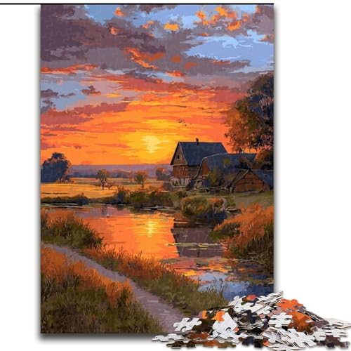 Sonnenuntergang-Puzzle mit 1000 Teilen für Erwachsene und Jugendliche, Stressabbau, Urlaub zu Hause, Zeit totschlagen, Liebe zwischen Paaren stärken (Größe 26x38cm) von LYXIANY