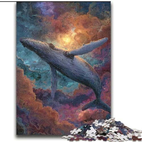 Space Whale 2000-teiliges Puzzle für Erwachsene, Geschenke, Lernspiele, DIY-Spielzeug mit passendem Poster und Quizblatt für Kinder ab 14 Jahren (70x100cm) von LYXIANY