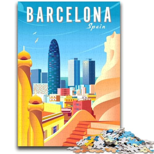 Spanien Barcelona Reise-Kunst-Puzzles für Teenager, anspruchsvolles Spiel und Familienspiel, Künstlersammlung, bildende Kunst für Kinder ab 14 Jahren, 2000 Teile (70x100cm) von LYXIANY