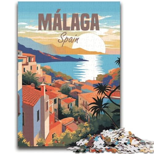 Spanien-Malaga-Reise-Puzzle mit 1000 Teilen für Erwachsene und Jugendliche, lustige Spiele, jedes Teil ist einzigartig – anspruchsvolles Familienspiel (38x52cm) von LYXIANY