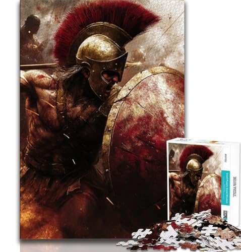 Spartanischer Krieger, Malen, Puzzle für Erwachsene, 1000 Teile, schwierig, Familienspiel, Stressabbau, schwierige Herausforderung, Wichtelgeschenke (38x26cm) von LYXIANY