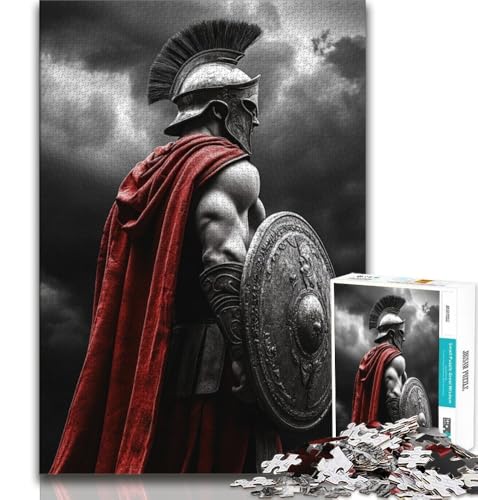 Spartanischer Krieger, Malen, Puzzle für Erwachsene, 1000 Teile, schwierig, Lernspielzeug, Familienspiele mit passendem Poster und Quizblatt (50x75cm) von LYXIANY