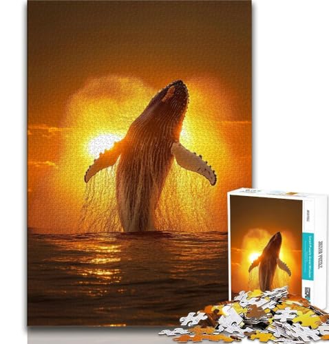 Springender Wal, Puzzle mit 1000 Teilen für Teenager, Denksportspiel, Wanddekoration, einzigartige Geburtstags (50x75cm) von LYXIANY