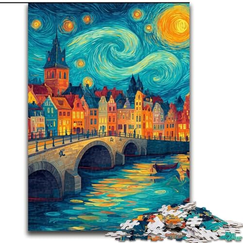 Stadt unter dem Nachthimmel, Puzzle für Erwachsene, 1000 Teile, Staycation-Zeitvertreib, Geburtstagsgeschenk, Geschenke, Wandkunst für ab 14 Jahren (Größe 50x75cm) von LYXIANY