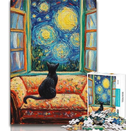 Star Cat 1000-teiliges Puzzle für Erwachsene und Jugendliche, Lernspiel, Herausforderungsspielzeug, ganze Familie (38x26cm) von LYXIANY