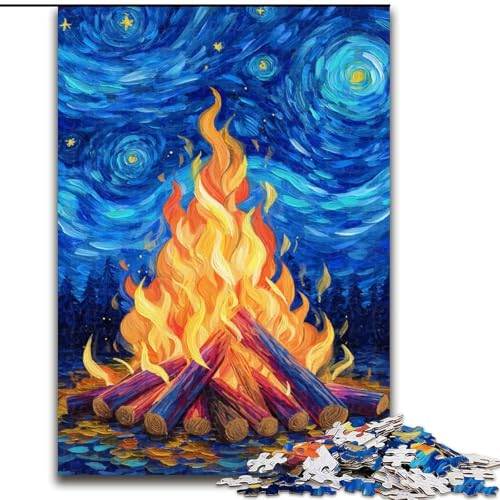 Sternenhimmel-Lagerfeuer, 1000-teiliges Puzzle für Erwachsene und Jugendliche, Lernspielzeug, Familienspiele mit passendem Poster und Quizblatt (Größe 50x75cm) von LYXIANY