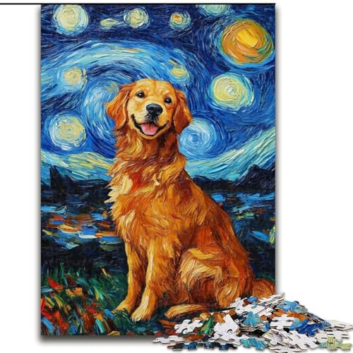 Sternennacht-Puzzle mit Hund, 1000 Teile, für Jugendliche ab 14 Jahren, Geschenkideen zur Heimdekoration (50x75cm) von LYXIANY