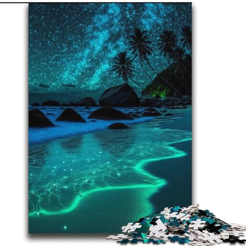 Strand-Nachtszene-Puzzle 2000 Teile für Teenager, Lernspiele, DIY-Spielzeug mit passendem Poster und Quizblatt für Kinder ab 14 Jahren (70x100cm) von LYXIANY