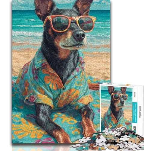 Strandhund-Puzzle für Erwachsene, 1000 Teile, Lernspielzeug, Familienspiele, Geschenke für Freunde und Familie (50x75cm) von LYXIANY