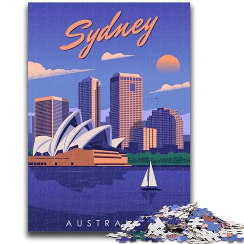 Sydney Reise-Poster-Stadt-Puzzles für Teenager, 1000 Puzzleteile, für Alter 14+, lustige Spiele, lustige Aktivitäten zu Hause, Geburtstagsgeschenke, Reisegeschenke, 1000 Teile (26x38cm) von LYXIANY