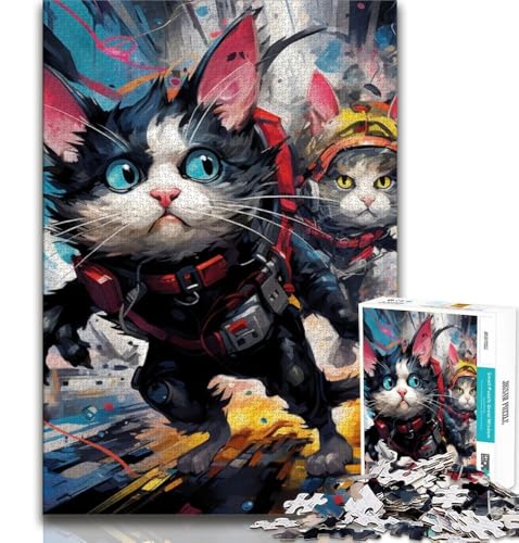 Techno Cat 1000-teiliges Puzzle für Erwachsene und Jugendliche, Denkspiel, Wanddekoration, einzigartige Geburtstags (50x75cm) von LYXIANY
