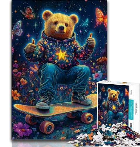 Teddybär-Skateboard-Puzzle, 1000 Teile, für Erwachsene und Jugendliche, Lernspielzeug, ganze Familie (38x26cm) von LYXIANY