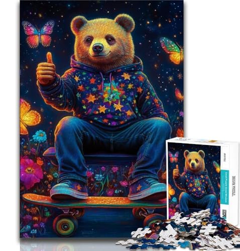 Teddybär-Skateboard-Puzzle, 1000 Teile, für Teenager, anspruchsvolles Spielgeschenk, ganze Familie (38x26cm) von LYXIANY