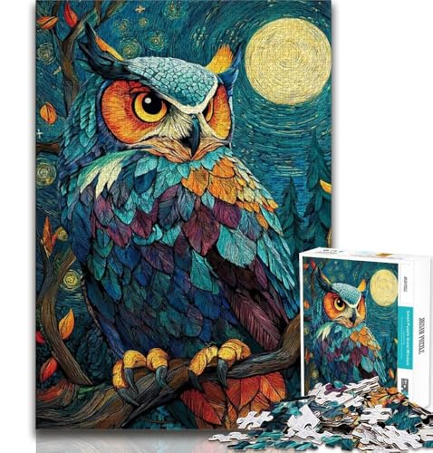 Tier-Eulen-Kunst-Puzzle für Erwachsene, 1000-teiliges Puzzle, anspruchsvolles Spiel und Familienspiel, ganze Familie (75x50cm) von LYXIANY