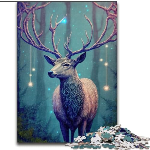 Tier-Hirsch-Puzzle für 1000 Teile, Holzpuzzle, anspruchsvolles Denkspiel für Teenager, Spaß für den Familienspieleabend, Größe 50x75cm von LYXIANY