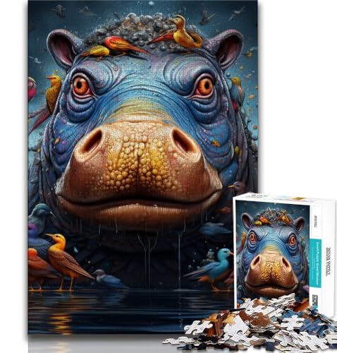 Tier-Nilpferd-Puzzles für Teenager, 1000-teiliges Puzzle, lustige Spiele, jedes Teil ist einzigartig – anspruchsvolles Familienspiel (38x26cm) von LYXIANY