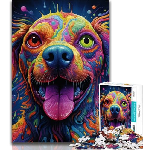 Tier-Puzzle mit bunten Hunden, 1000 Teile, Geschenk für Erwachsene, zum Zeitvertreib zu Hause, jedes Teil ist einzigartig – anspruchsvolles Familienspiel (38x26cm) von LYXIANY