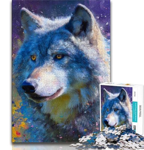Tierisches Wolf-Kunst-Puzzle mit 1000 Teilen für Teenager, Denkspiel, Wanddekoration, einzigartige Geburtstags (38x26cm) von LYXIANY
