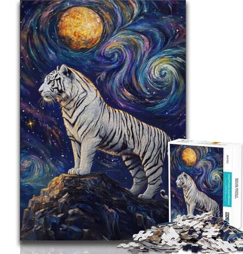 Tiger unter dem Nachthimmel, 1000-teiliges Puzzle für Erwachsene und Jugendliche, Quizspiel, Wanddekoration, einzigartige Geburtstags, 38x26cm von LYXIANY