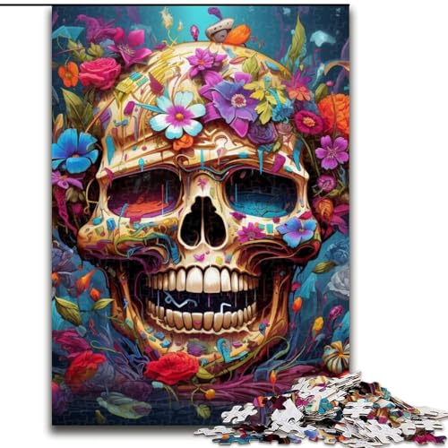 Totenkopf-Puzzle 1000 Teile für Erwachsene, Holzpuzzle für Erwachsene, anspruchsvolles Denkspiel für Teenager, Spaß für den Familienspieleabend, 50x75cm von LYXIANY