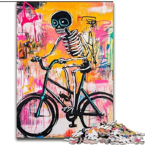 Totenkopf-Puzzle für Erwachsene im Basquiat-Stil, 1000 Teile, anspruchsvolles Spielgeschenk, ganze Familie (26x38cm) von LYXIANY
