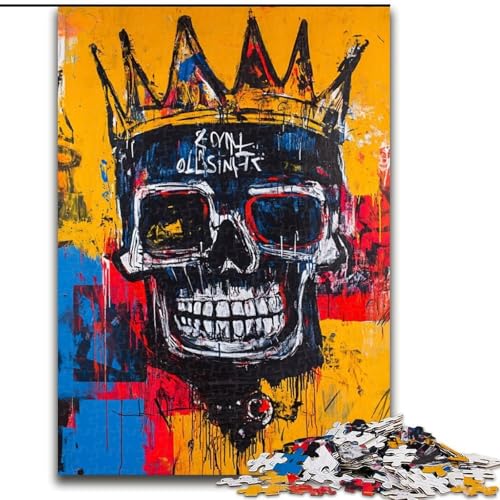 Totenkopf-Puzzle im Basquiat-Stil, 1000 Teile für Teenager, anspruchsvolles Spiel und Lernspiel für die ganze Familie zum Geburtstag, Weihnachten (26x38cm) von LYXIANY