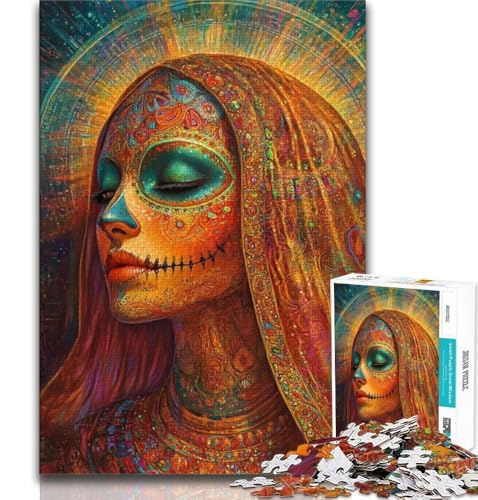 Totenkopf-Puzzle im mexikanischen Stil für Teenager, 1000 Teile, hilft dem Gehirn, süchtig machendes Spielzeug zu trainieren, um Geduld zu fördern, tolles Geschenk (38x26cm) von LYXIANY