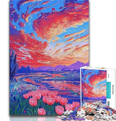 Tulpenblumen-Puzzle für Erwachsene, 1000 Teile, schwierige, anspruchsvolle Familienaktivitätsspiele, DIY-Spielzeug für die Wanddekoration zu Hause, Geschenke (38x26cm) von LYXIANY