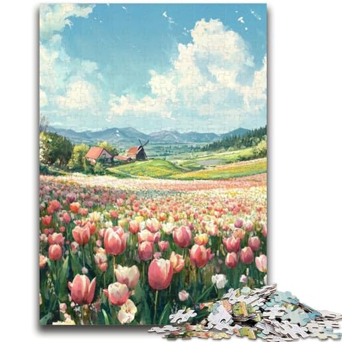 Tulpengarten-Puzzle, 1000 Teile, für Teenager, Denkspiel, Wanddekoration, einzigartige Geburtstags (38x26cm) von LYXIANY