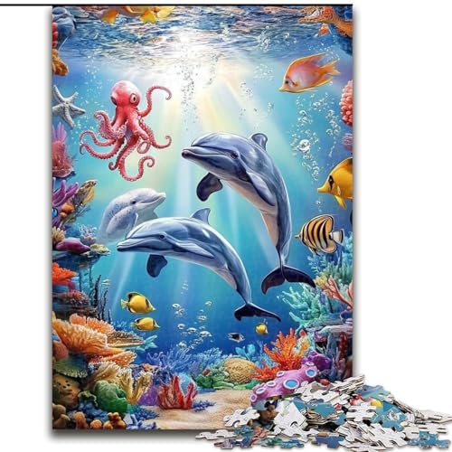 Unterwasser-Delfine Puzzle für Erwachsene 1000 Teile, Spielzeug, Lernspiele, Stressabbau, einzigartige Geburtstags- und Geschenkideen (26x38cm) von LYXIANY