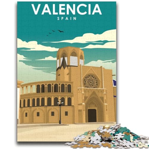Valencia, Spanien, Reise-Kunst-Puzzle, 1000 Teile für Erwachsene, anspruchsvolles Spiel und Familienspaß mit vollständig ineinandergreifenden, zufällig geformten Teilen (38x52cm) von LYXIANY