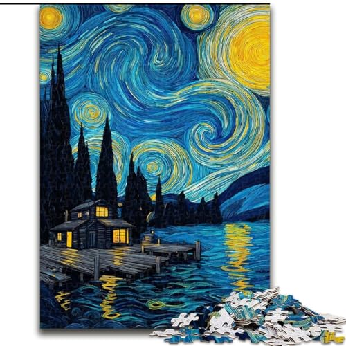 Van Gogh Nachthimmel, 1000-teiliges Puzzle für Erwachsene und Jugendliche, geeignet für Kinder ab 14 Jahren, Familienspaß, ganze Familie (26x38cm) von LYXIANY