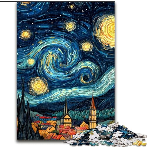 Van Gogh Nachthimmel-Puzzle für Teenager, 1000-teiliges Puzzle, Klassische Lernspiele, schöne Dekoration (26x38cm) von LYXIANY