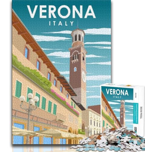 Verona, Italien, Straßenposter, 1000-teiliges Puzzle für Erwachsene und Jugendliche, Quizspiel, Wanddekoration, einzigartige Geburtstags, 38x26cm von LYXIANY