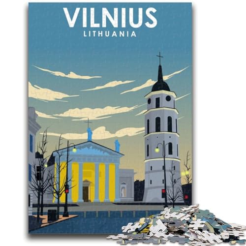 Vilnius, Litauen, Reise-Puzzle, 1000 Teile, für Erwachsene, Geschenke, dekomprimierendes intellektuelles Lernspielzeug, tolle Geschenke und Spielzeuge (50x75cm) von LYXIANY