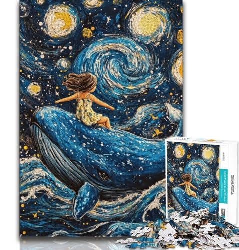 Wale am Nachthimmel, Puzzle für Erwachsene, 1000 Teile, anspruchsvoll zu vervollständigen, Aber unterhaltsames und humorvolles Lernspiel zum Geburtstag (38x26cm) von LYXIANY