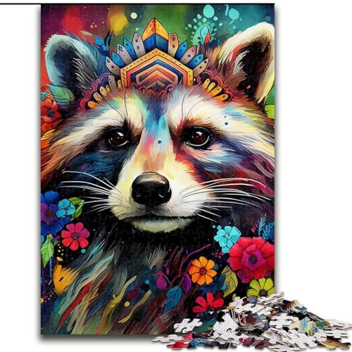 Waschbär mit Blumen, 1000 Teile, Puzzle, anspruchsvolles Denkspiel für Teenager, 26x38cm Waschbär mit Blumen, 1000 Teile, Puzzle, anspruchsvolles Denkspiel für Teenager, 26x38cm von LYXIANY