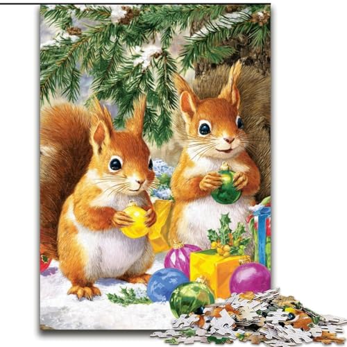 Wasser-Weihnachts-Eichhörnchen-Puzzle für Erwachsene, 1000 Teile, Stressabbau, schwierige Herausforderung für die Heimdekoration für 14+ (Größe 50x75cm) von LYXIANY