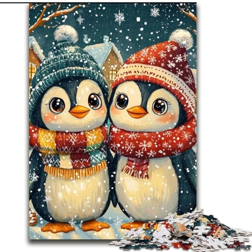 Weihnachts-Pinguin-Puzzle, 1000 Teile, für Erwachsene und Jugendliche, Spielzeug, Lernspiele, Stressabbau, Wunschliste mit Weihnachtsmann (Größe 26x38cm) von LYXIANY