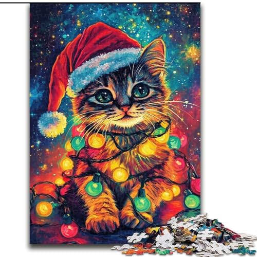 Weihnachtskatzen-Puzzles für Teenager, 1000 Puzzles, Lernspiele, Heimdekoration, einzigartige Heimdekoration und Geschenke (50x75cm) von LYXIANY