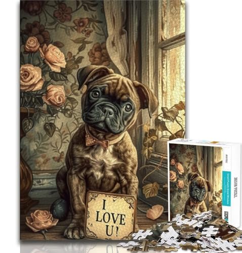 Welpe am Fenster, Puzzle mit 1000 Teilen für Teenager, Denkspiel, Wanddekoration, einzigartige Geburtstags (38x26cm) von LYXIANY