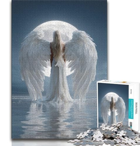 White Angel 1000-teiliges Puzzle für Erwachsene und Jugendliche, Denkspiel, Wanddekoration, einzigartige Geburtstags (38x26cm) von LYXIANY