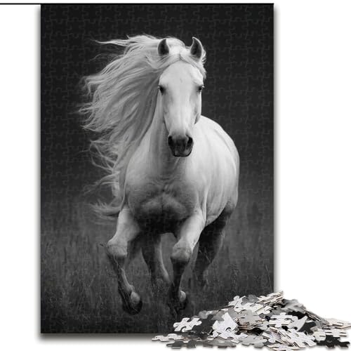 White Horse 1000-teiliges Puzzle für Erwachsene und Jugendliche, Stressabbau, Zeitvertreib zu Hause, Stärkung der Liebe zwischen Paaren (Größe 50x75cm) von LYXIANY