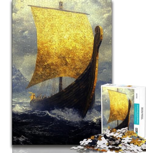 Wikinger-Drakkar-Boot-Puzzle 1000 Teile für Erwachsene, Geschenke, Gehirnintelligenz-Herausforderung, süchtig machendes Spielzeug für die Heimdekoration (38x26cm) von LYXIANY