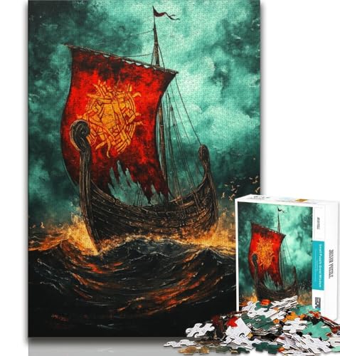 Wikinger-Drakkar-Boot-Puzzles für Teenager, 1000-teiliges Puzzle, Denkspiel, Wanddekoration, einzigartige Geburtstags (75x50cm) von LYXIANY