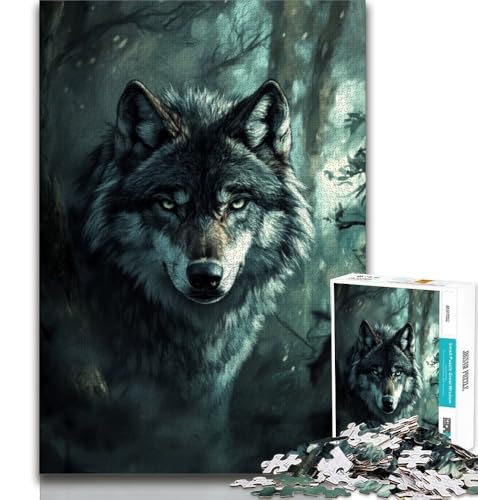 Wild Wolf 1000-teiliges Puzzle für Erwachsene und Jugendliche, Herausforderung der Gehirnintelligenz, süchtig machendes Spielzeug für die Heimdekoration (38x26cm) von LYXIANY