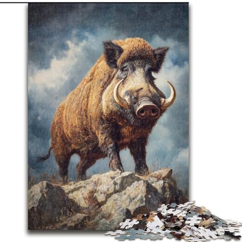 Wildschwein auf dem Berg, 1000-teiliges Puzzle für Teenager, Lernspiele, Heimdekoration, geeignet als Schreibtischdekoration (50x75cm) von LYXIANY