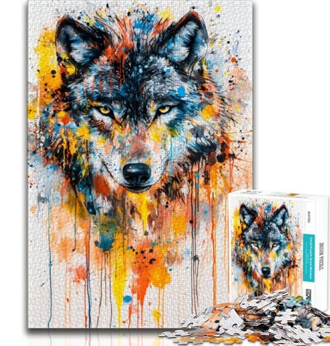 Wolf Art Puzzle für Erwachsene, 1000 Teile, Stressabbau, schwierige Herausforderung, gutes Geschenk für die ganze Familie (38x26cm) von LYXIANY