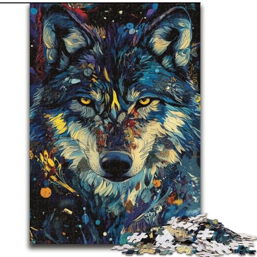 Wolf Art Puzzles für Teenager, 1000 Teile, Familienaktivität mit passendem Poster und Quizblatt für Kinder ab 14 Jahren (50x75cm) von LYXIANY